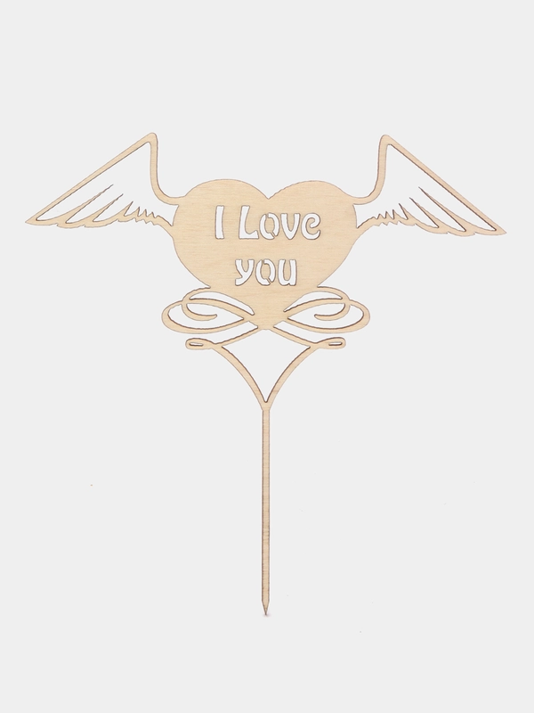 Топпер деревянный мини "I Love you", для торта, букета