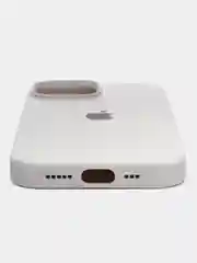 Белый iphone 15, Айфон 15 чехол матовый Silicone case объёмный с принтом для iPhone 15