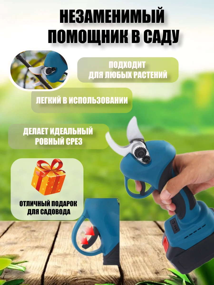 Секатор садовый аккумуляторный в кейсе, 2 АКБ в комплекте