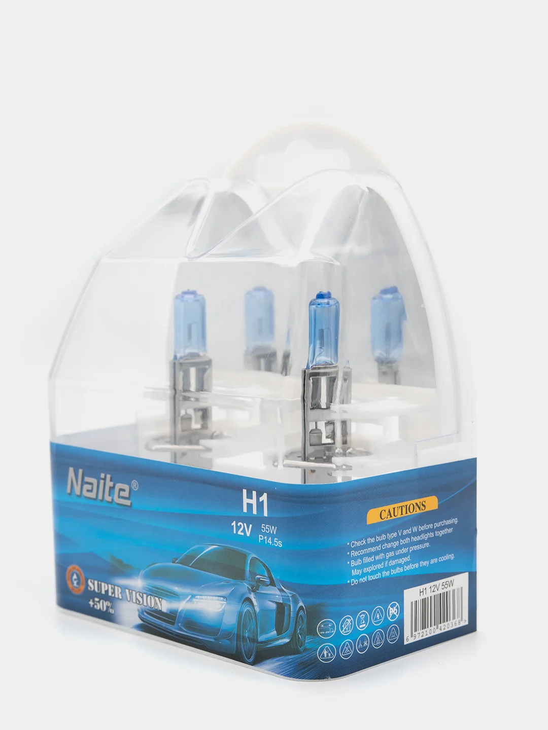 Лампа галогеновая (комплект из 2 шт.) Naite Super White + 50% BOX H1, H4, H7