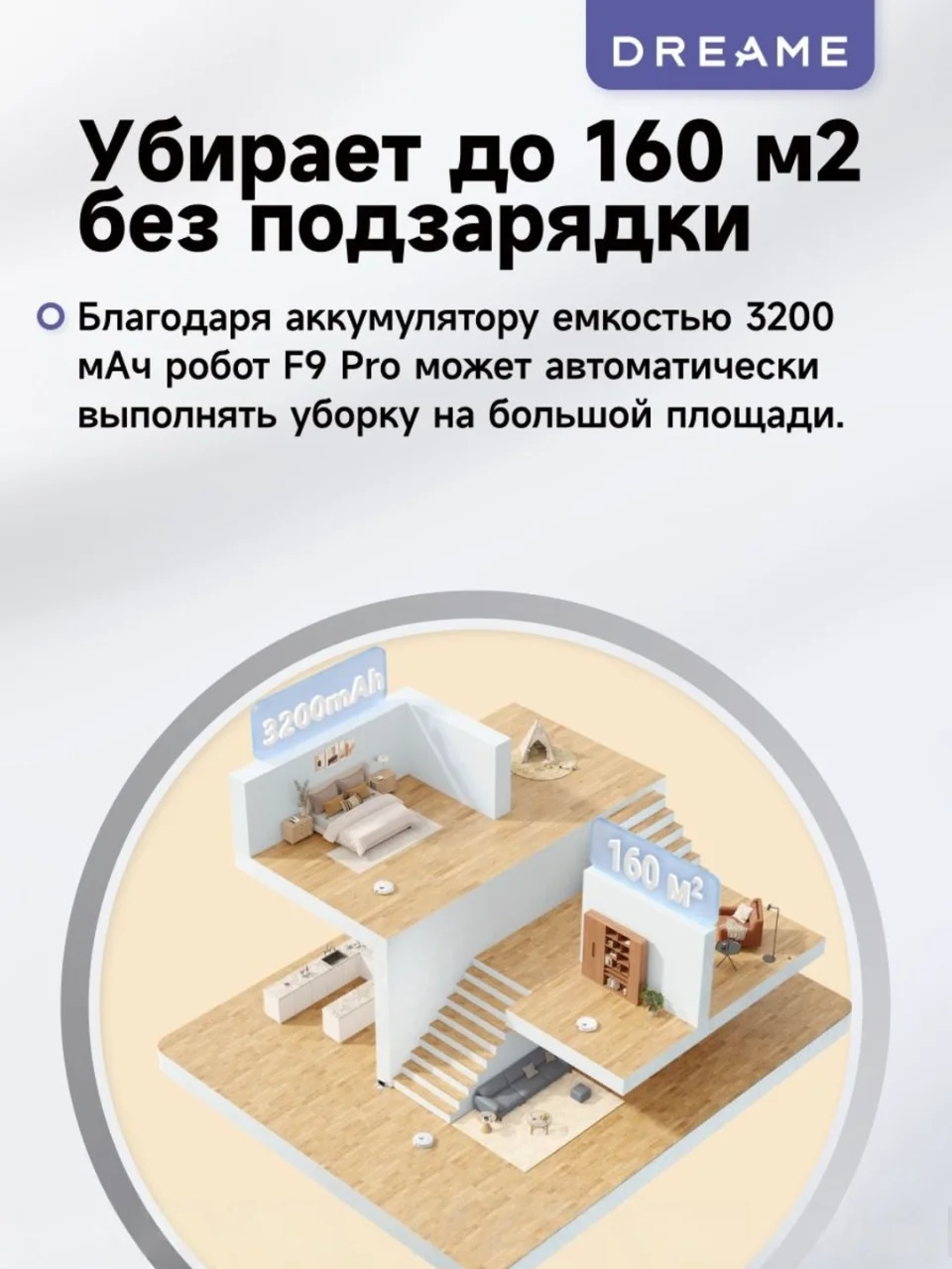 Белый робот-пылесос Dreame DreameBot Robot Vacuum and Mop F9 Pro White
