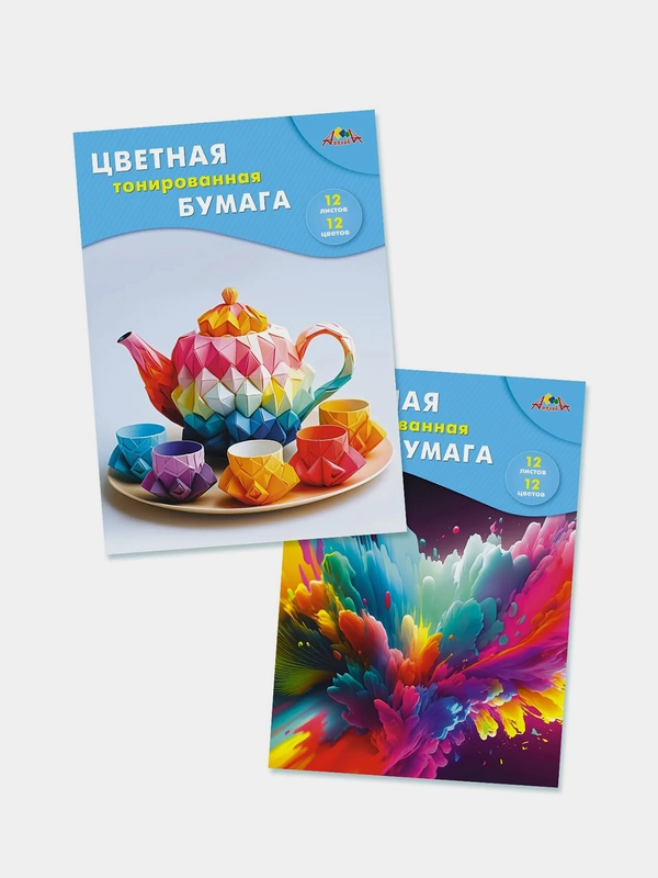 Цветная бумага Апплика, А4, тонированная, двусторонняя, 12 листов, 12 цветов, 2 штуки