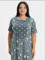 Оливковый платье женское, хлопок, большие размеры