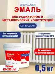 Эмаль акриловая белая для радиаторов, краска для металла и дерева белая  ТМ ВTеме