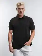 Черный футболка поло, мужская