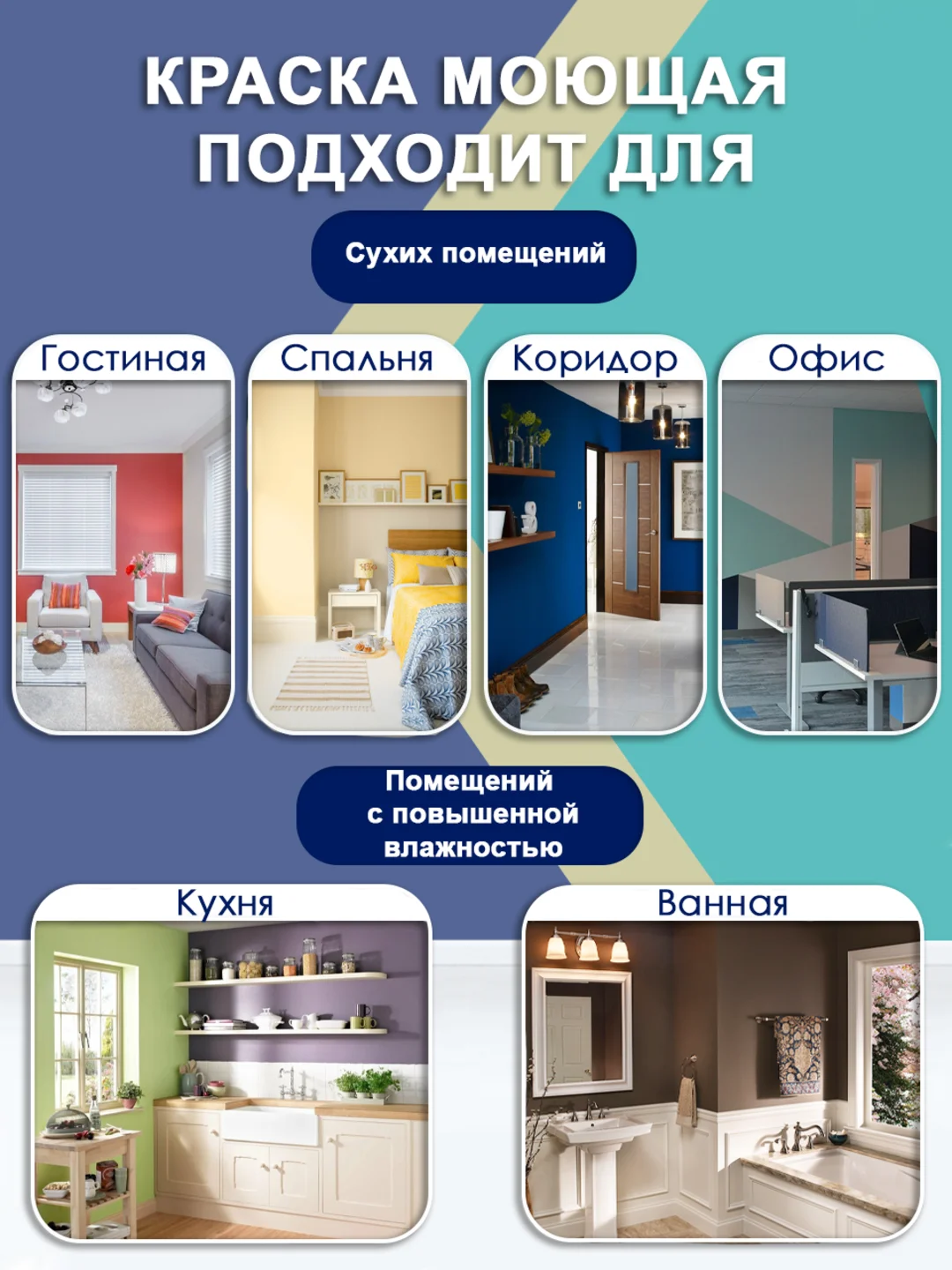 Акриловая краска, краска моющаяся супербелая, краска белая для стен и потолков ТМ ВTеме
