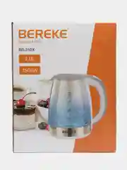 Бежевый чайник электрический стеклянный, из нержавеющей стали, 1500 Вт, объем 2.0 л
