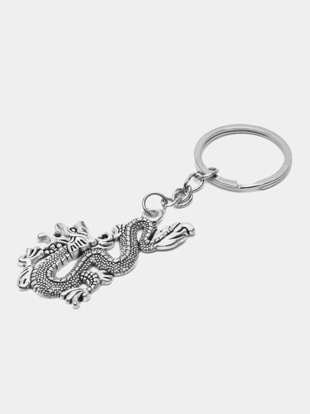 Серебряный брелок для ключей Дракон