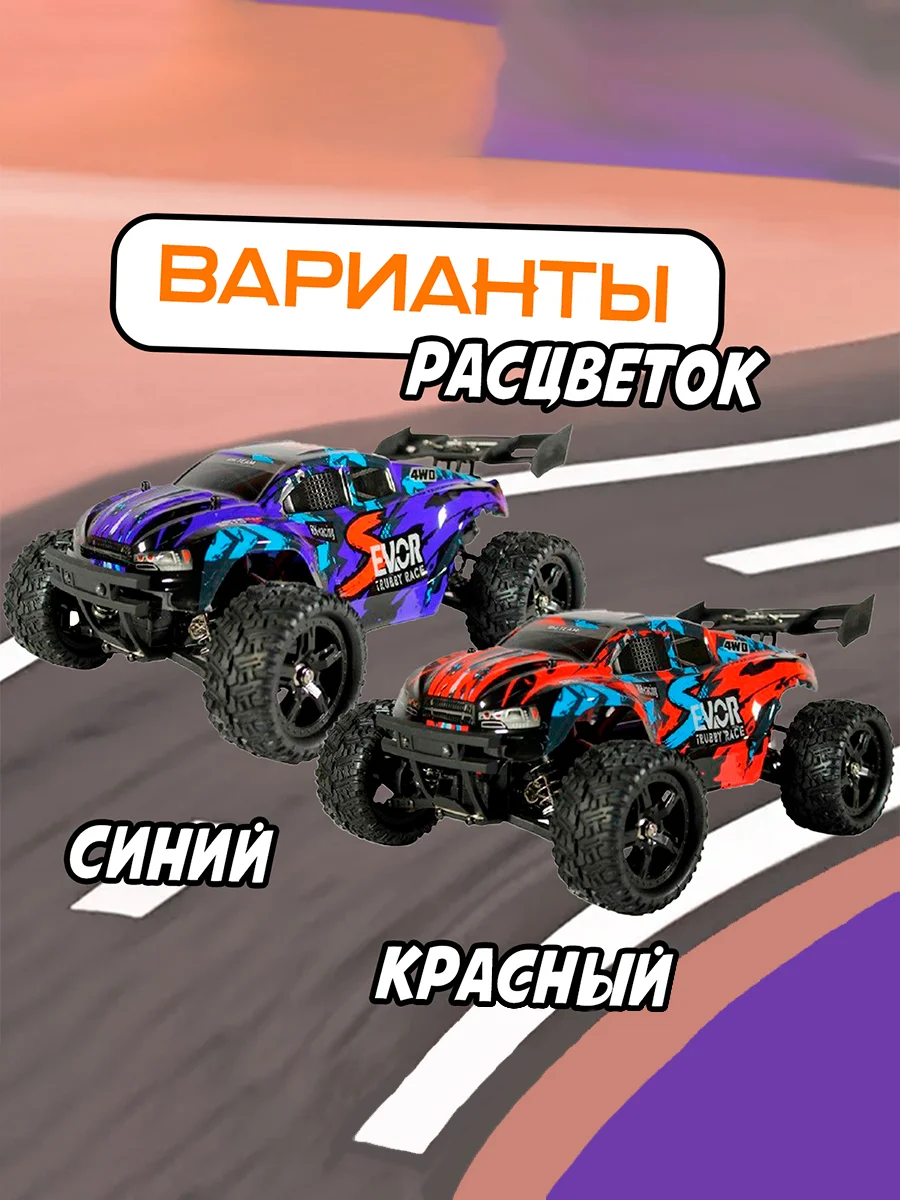 Радиоуправляемый трагги Remo Hobby S-EVOR Brushless 1665 4WD RTR, 1:16, красный, синий