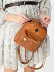 Медный женский мини рюкзак из эко кожи / женская сумка