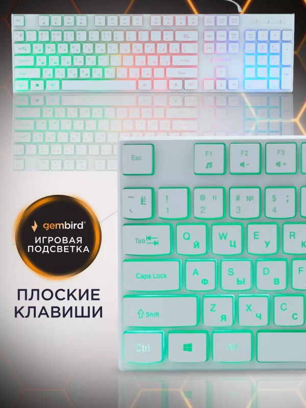Проводная игровая клавиатура Gembird KB-250L-W
