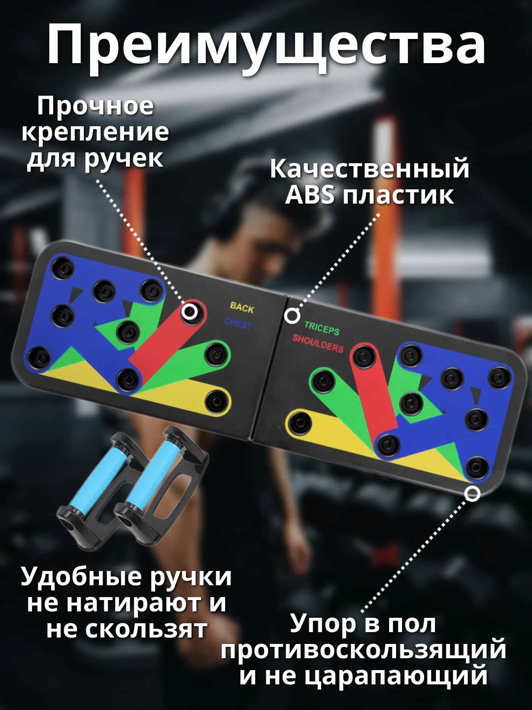 Складной тренажер-платформа JT-006, с упорами для отжиманий, многофункциональный