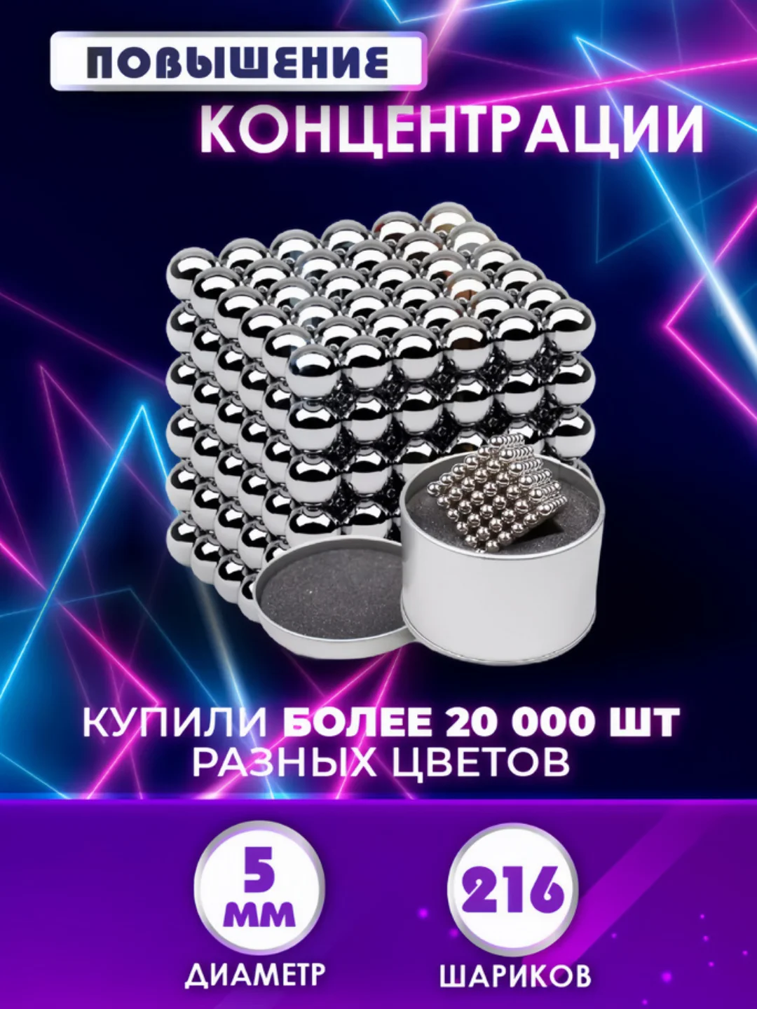 Неокуб игрушка-антистресс головоломка конструктор из магнитных шариков