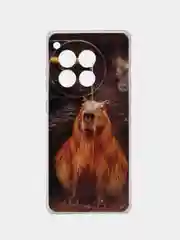 Коричневый чехол на OnePlus Ace 3/12R / Ван Плас Асе 3/12R прозрачный, с рисунком, защита камеры