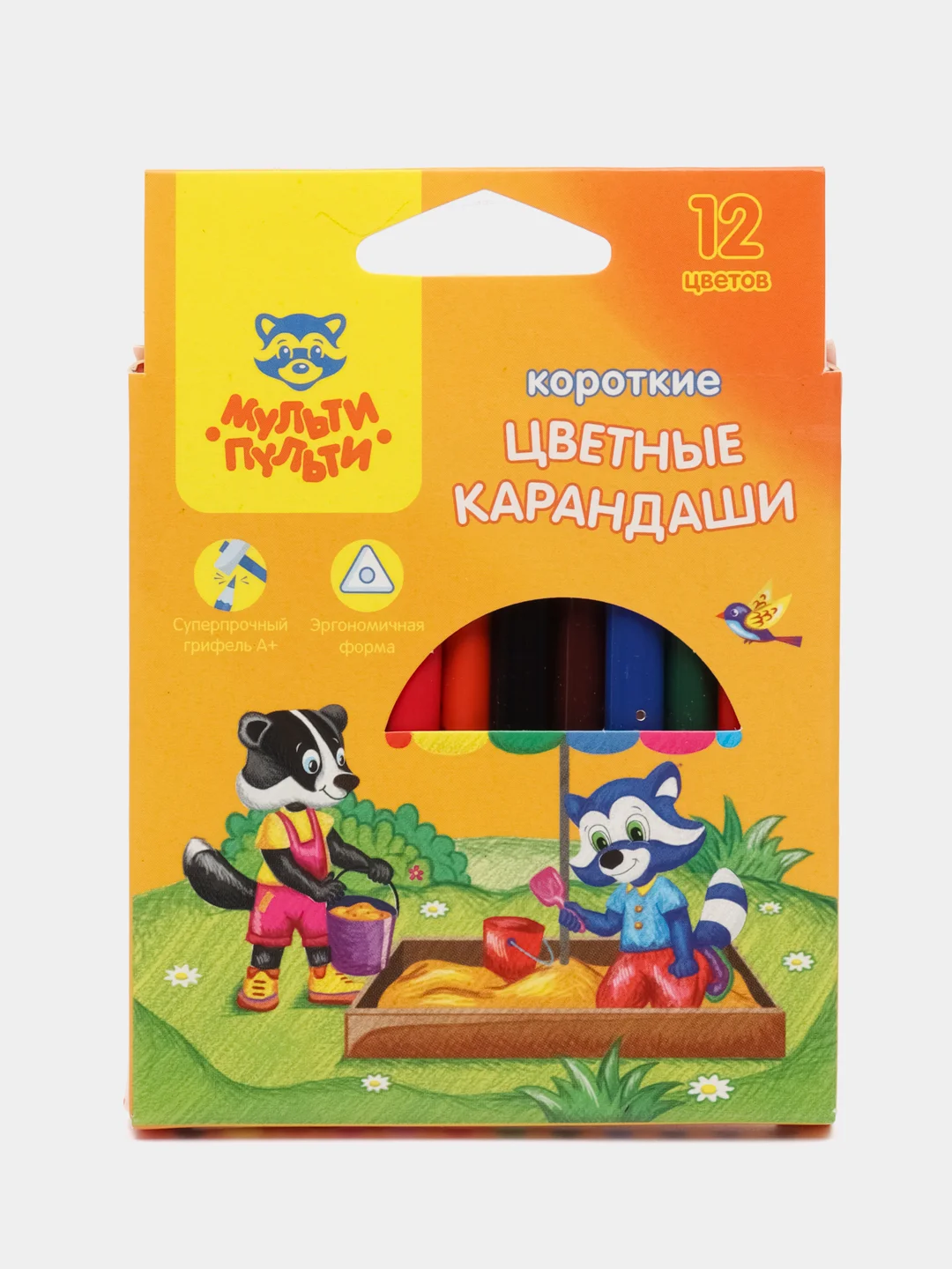 Карандаши цветные Мульти-Пульти "Приключения Енота", 12цв., короткие, заточен