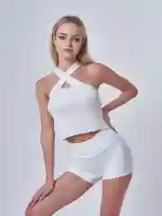 Белый шорты спортивные женские с карманом облегающие