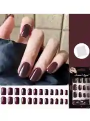 Бордовый накладные ногти, однотонные, дизайн ногтей
