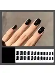 Черный накладные ногти, однотонные, дизайн ногтей