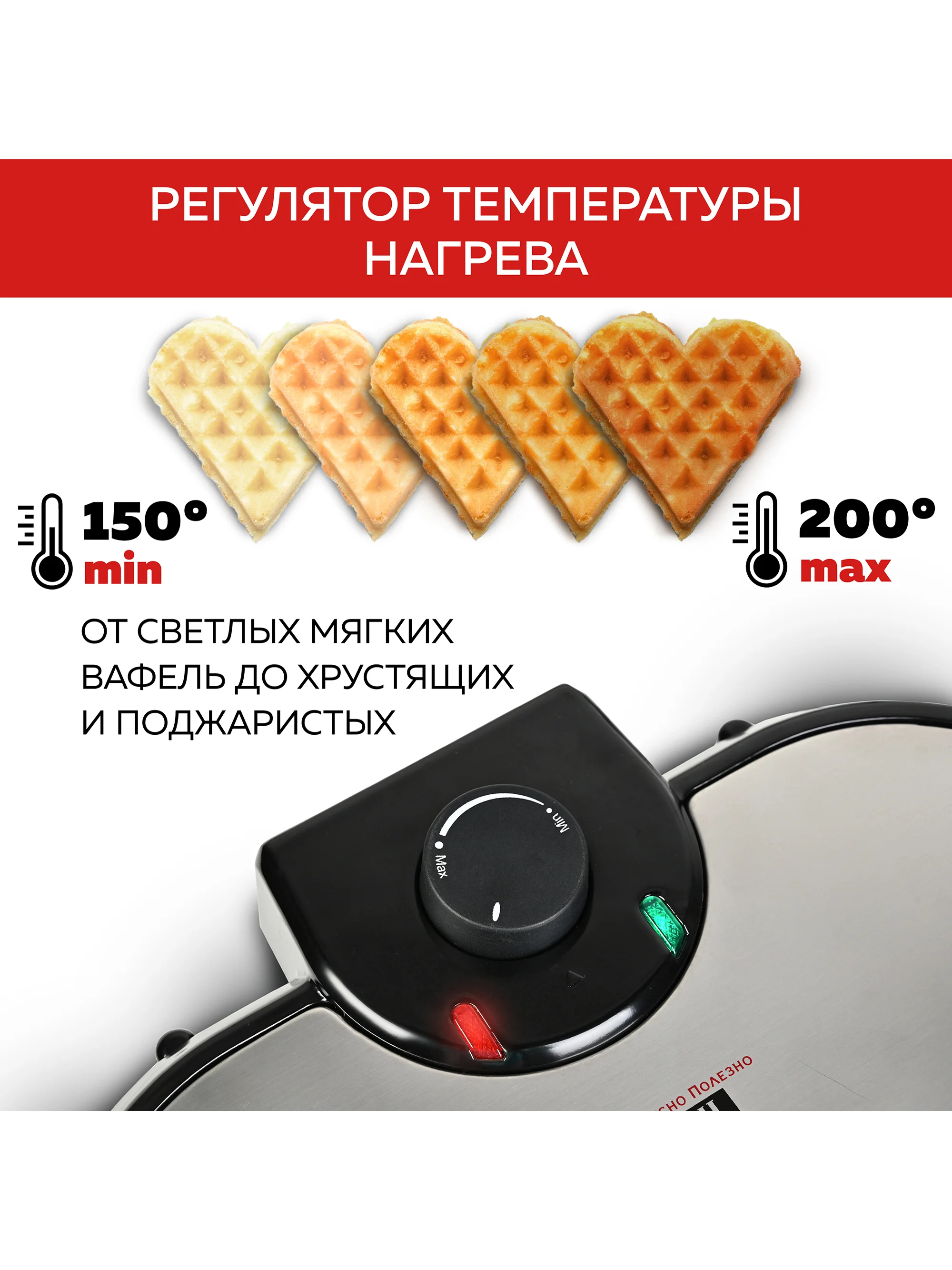 Электрическая вафельница для венских и бельгийских вафель GFGRIL GFW-035, 10 сердец