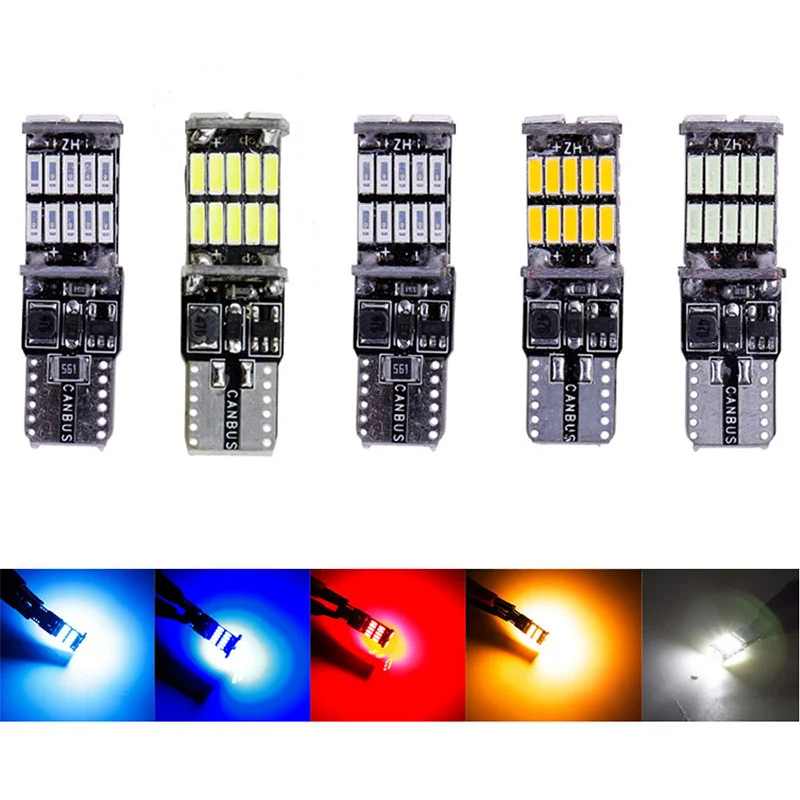 Синий лампа габаритов, светодиодная, с обманкой, 5 цветов, T10, W5W, 26 SMD, 12V