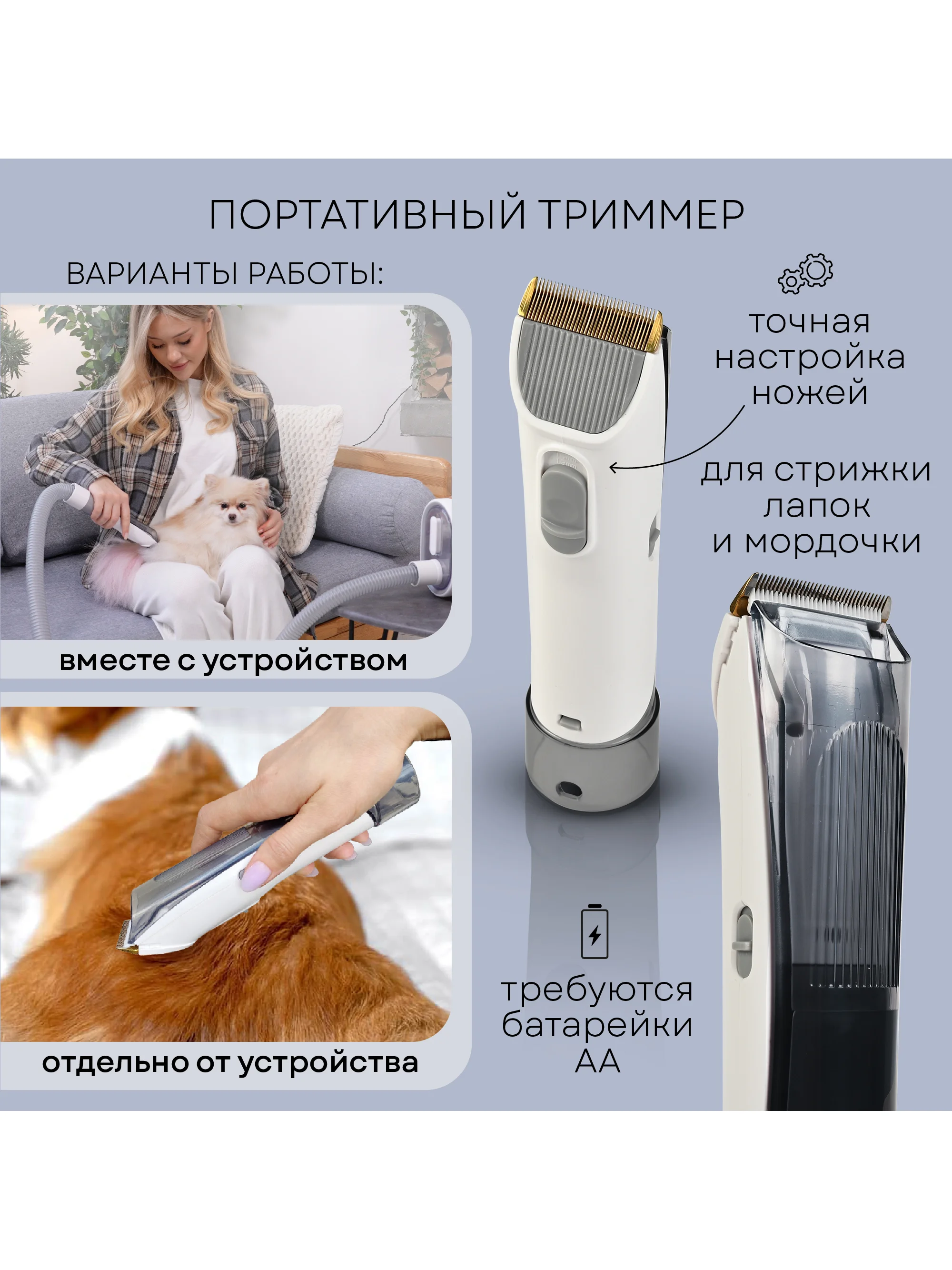 Набор для стрижки собак и кошек PLANTA PL-GK05, груминг-набор с феном, 5 насадок