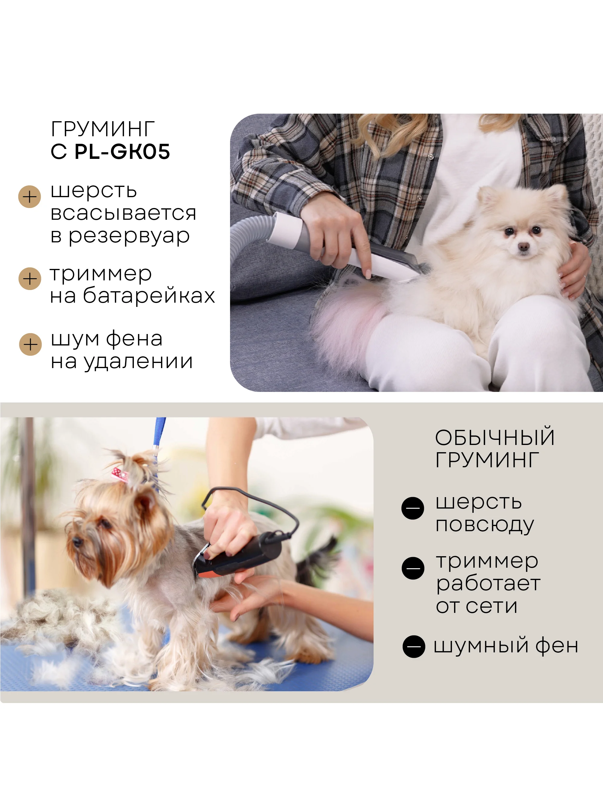 Набор для стрижки собак и кошек PLANTA PL-GK05, груминг-набор с феном, 5 насадок