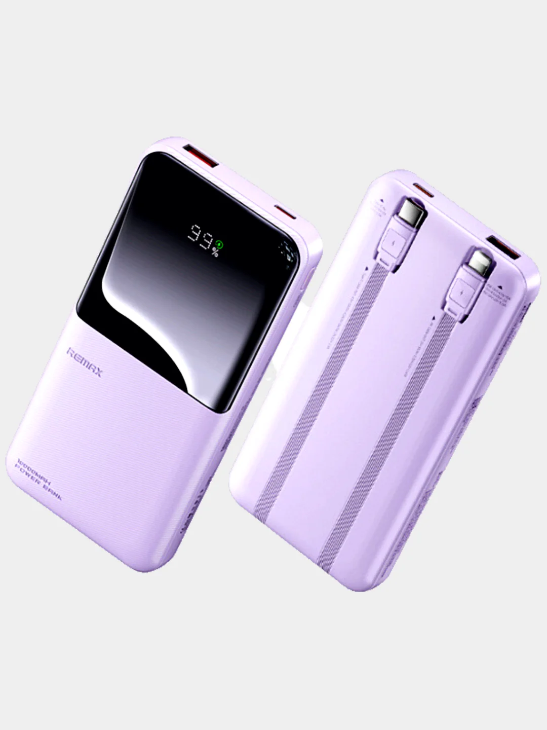 Сиреневый внешний аккумулятор повербанк Remax 10000 MAH 22W+22.5W Power Bank LED Display