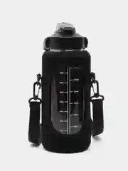 Черный спортивная бутылка 2000 мл, с чехлом для хранения телефона и ремешком для ношения на плече