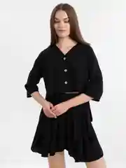 Черный костюм женский: рубашка и юбка