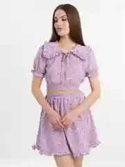 Сиреневый костюм женский летний, топ и юбка