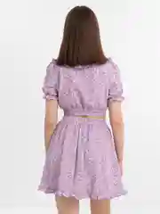 Сиреневый костюм женский летний, топ и юбка