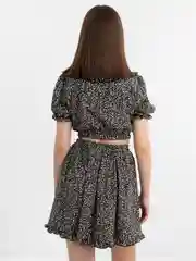 Черный костюм женский летний, топ и юбка