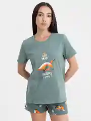 Мятный пижама женская с шортами