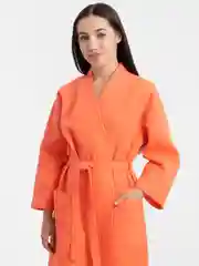 Оранжевый халат женский вафельный, Lilians