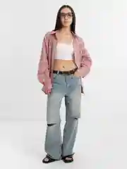 Oversized рубашка в клетку, "Pinky"