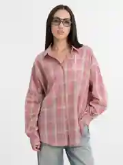 Oversized рубашка в клетку, "Pinky"