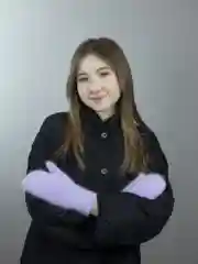 Сиреневый варежки зимние, ангорковые, на плюше