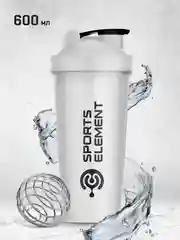 Белый шейкер спортивный для протеина Sports Element "Оникс", 600 мл, с венчиком