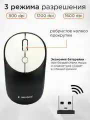 Комплект беспроводной клавиатура+мышь Gembird, KBS-9000-BL