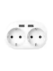 Разветвитель, 2 гнезда, 2xUSB 2.4 А суммарно, 16 А, 4000 Вт