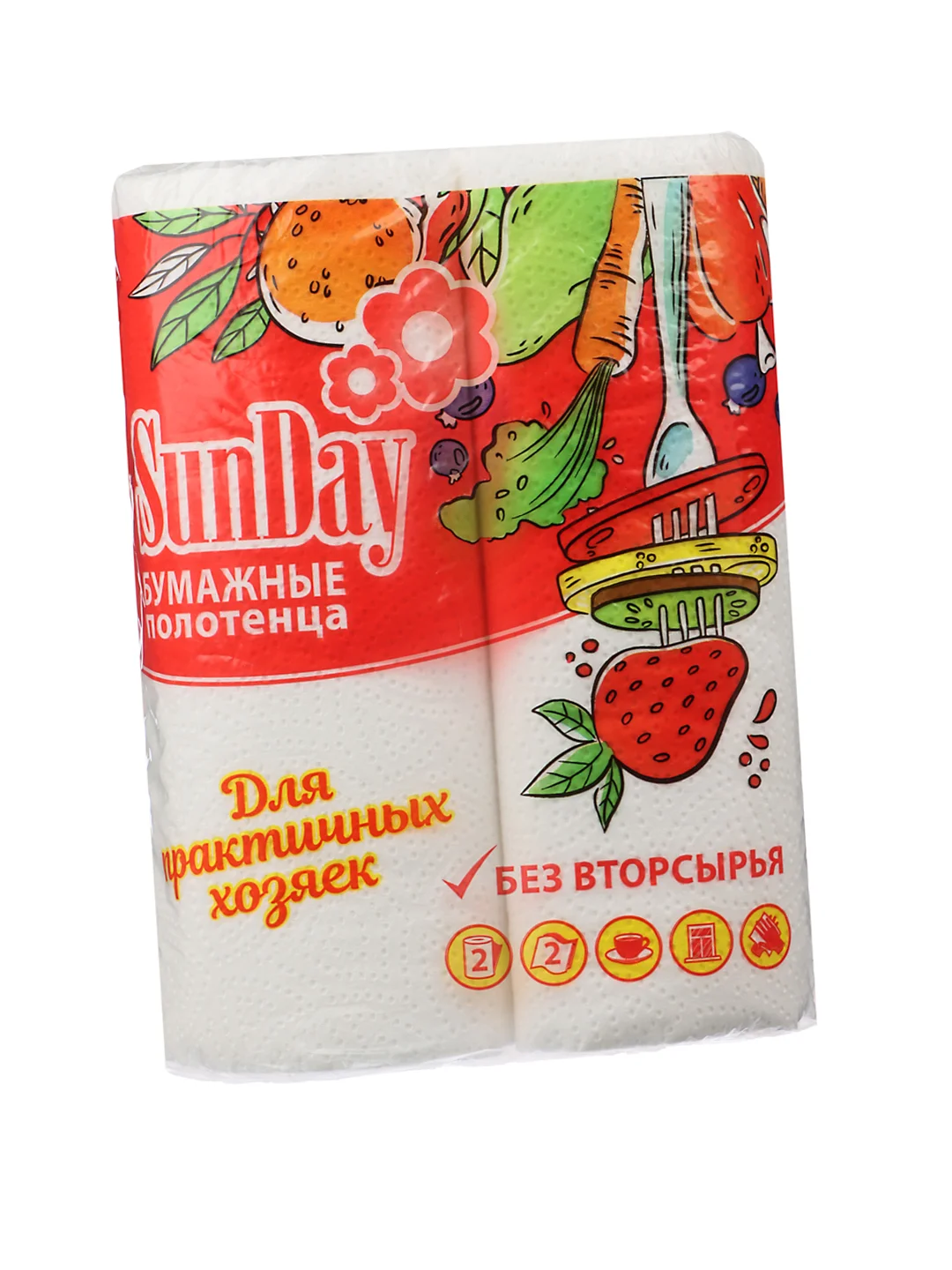 Полотенца бумажные Sunday, двухслойные, 2 рулона