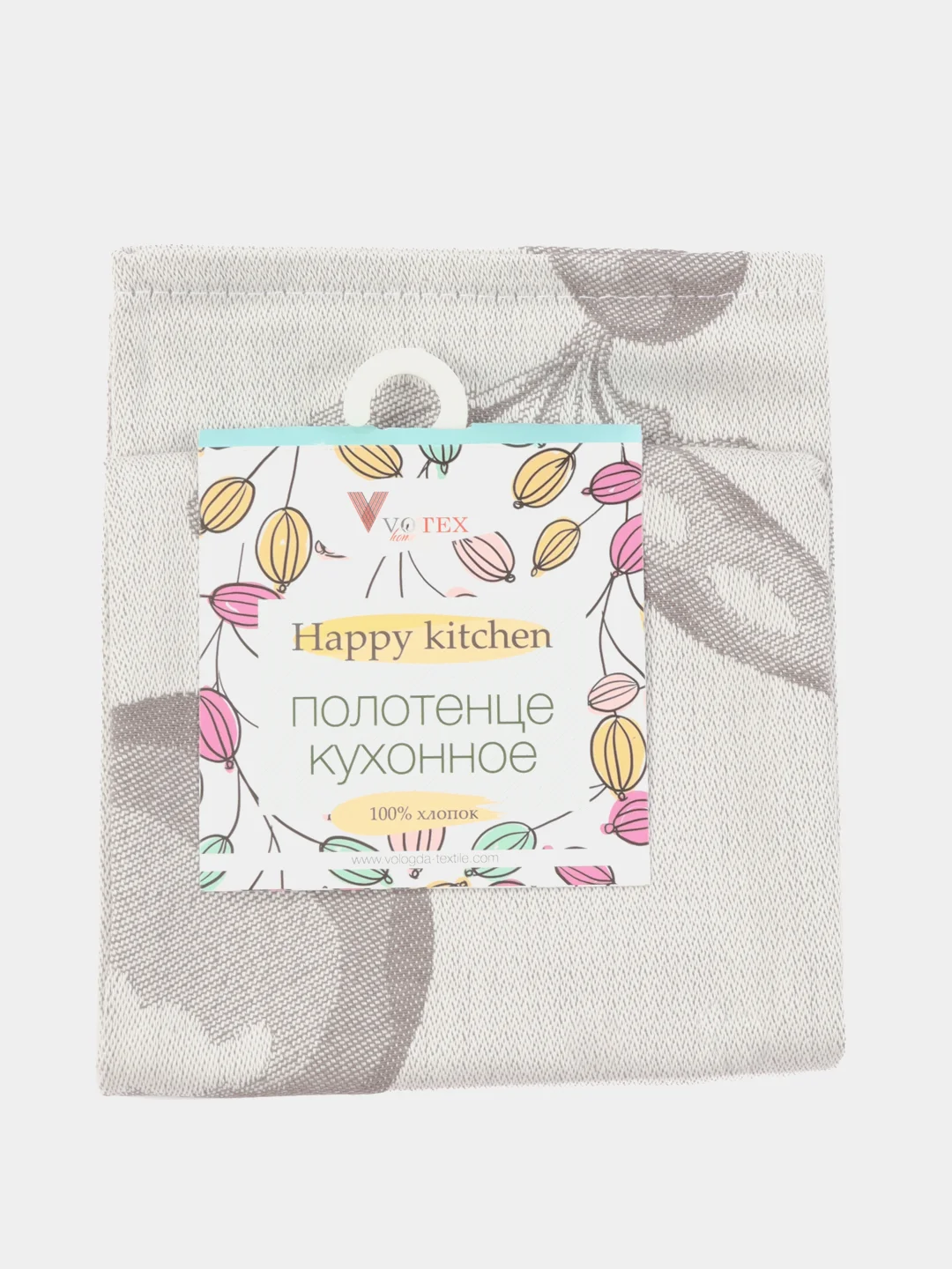 Серый полотенце кухонное "Обед"