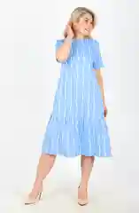 Лазурный платье женское, хлопок, большие размеры