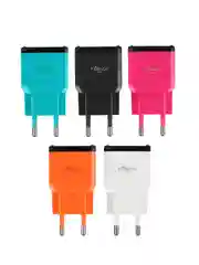 Сетевое зарядное устройство Палитра, 2xUSB, 2 А, 5 В, 5 цветов