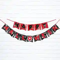 Бордовый гирлянда на ленте  на Хэллоуин "Happy Halloween"