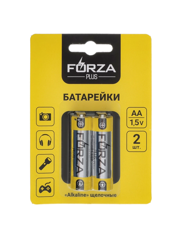 Батарейки 2 штуки, тип AA, "Alkaline" щелочная,  BL