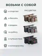 Бежевый косметичка женская дорожная маленькая и большая