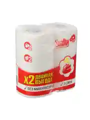 Туалетная бумага SunDay 2-х слойная белая, 4 штуки