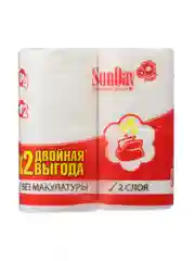 Туалетная бумага SunDay 2-х слойная белая, 4 штуки
