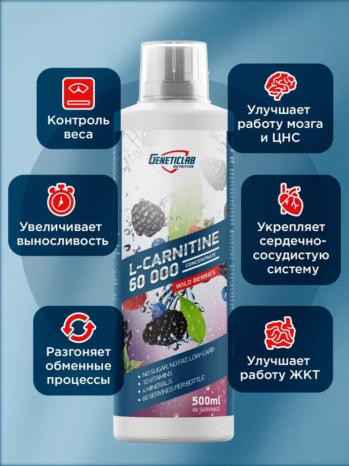 Жиросжигатель L-CARNITINE concentrate GeneticLab Nutrition, 500 мл
